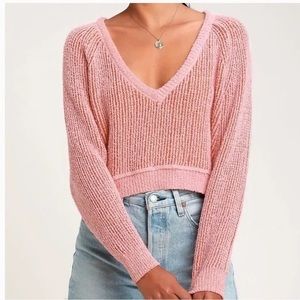 Free People Vneck Cropped Sweater